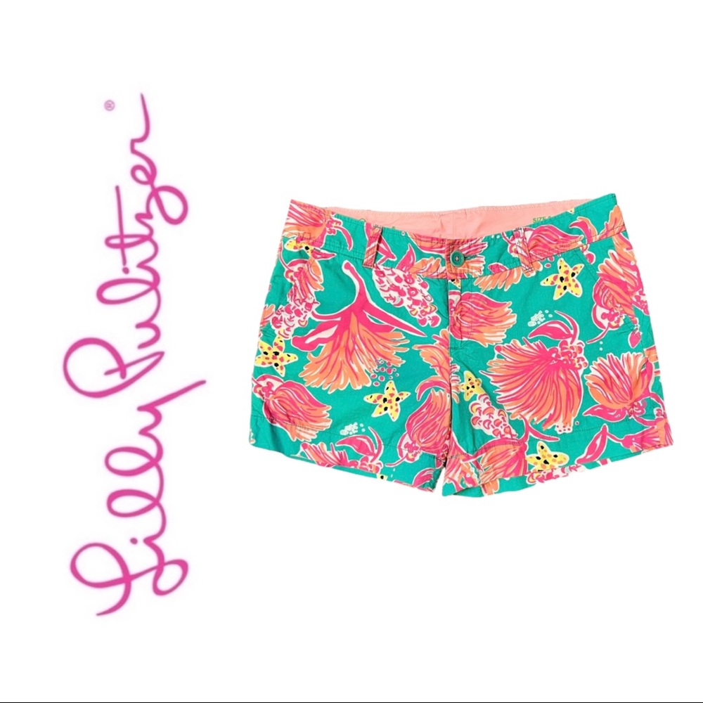 Lilly Pulitzer Lagoon Green Shaggin Callahan Shorts, 5” Inseam, Size 8